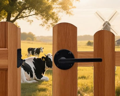 Double Sided Gate Latch for Wooden Fence Heavy Duty Swinging Door Latch Self Locking Gate Latch Gate Hardware for Wood Gates (RH Door Lock)