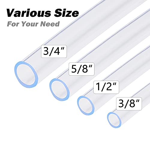 DAVCO 3/4" ID - 10 ft Clear Vinyl Tubing, Low Pressure Flexible PVC Tube, Heavy Duty UV Chemical Resistant Lightweight Plastic Vinyl Hose, BPA Free and Non Toxic, with 2 Stainless Clamps - size: 3/4"ID, style: 10 Feet
