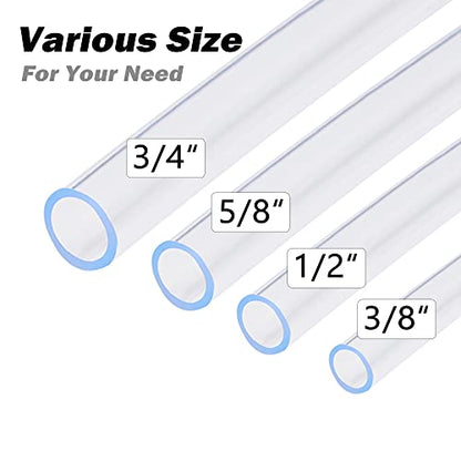 DAVCO 1/2" ID - 25 ft Clear Vinyl Tubing, Low Pressure Flexible PVC Tube, Heavy Duty UV Chemical Resistant Lightweight Plastic Vinyl Hose, BPA Free and Non Toxic, with 2 Stainless Clamps - size: 1/2"ID, style: 25 Feet