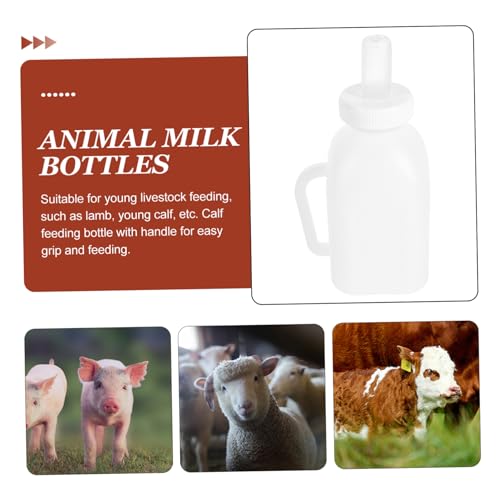 VANZACK Lamb Nursing Bottle Thickened Animal Feeding Bottle with Handle for Calves Goats and Sheep Reusable Milk Feeder with Safe Smooth Edges and Opening for Easy Cleaning