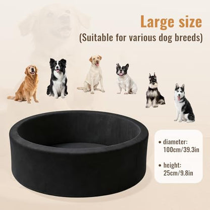 39 Inch Round Dog Bed Ball Pit, Indoor Playpen for Cats and Small Dogs, Dual Use Pet Play and Rest Area, Black (Balls Not Included) - color: Black