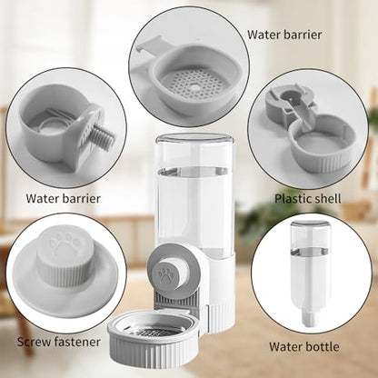 18OZ Rabbit Water Bottle, Pet Water Bottle for Cage Crate,Hanging Automatic Water Dispenser for Cage,Ferret Bunny Guinea Pig Water Bowl,Suitable for Small Animal (Grey, 18OZ) - color: Grey