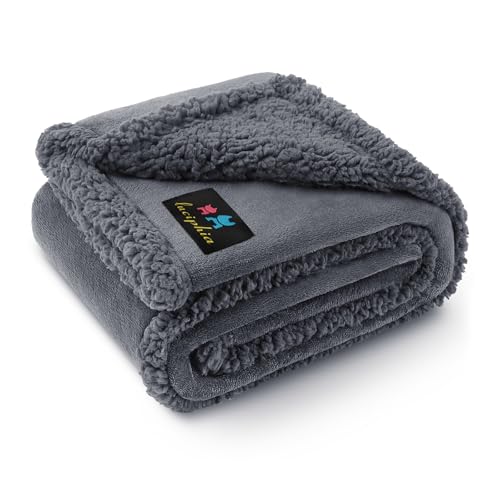 Waterproof Pet Blanket, Liquid Pee Proof Dog Blanket for Sofa Bed Couch, Reversible Sherpa Fleece Furniture Protector Cover for Small Medium Large Dogs Cats, Dark Gray Small（40" x 28"） - color: Dark Gray-thicken, size: S (40" x28")