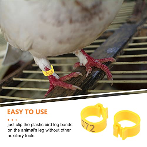 iplusmile Numbered Pigeon Leg Bands 100 Pcs Plastic Bird Foot Rings Easy Clip-on Identification Rings for Small Poultry Breeding and Tracking