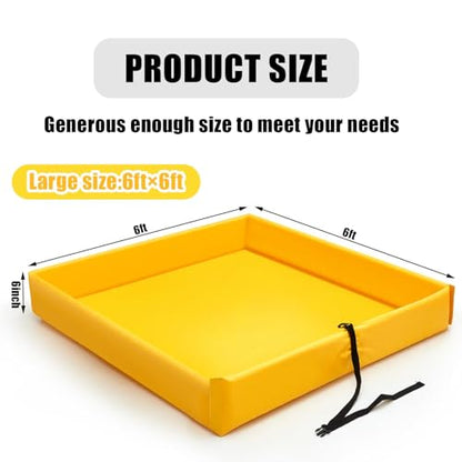 Wettarn Folding Duck Pond 6'x 6' Portable Spill Containment Berm Wall Containment Berm (Yellow) - color: Yellow, size: 6*6ft