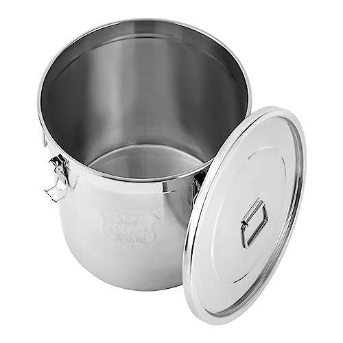 DYNAMI 12.7Gal 304 Stainless Steel Rice Storage Container,Extra Large Food Grade Canister,40-90Lbs Sealed Rice Bucket with Airtight Lid and Locking Buckle,for Rice, Flour, Grain (48L)