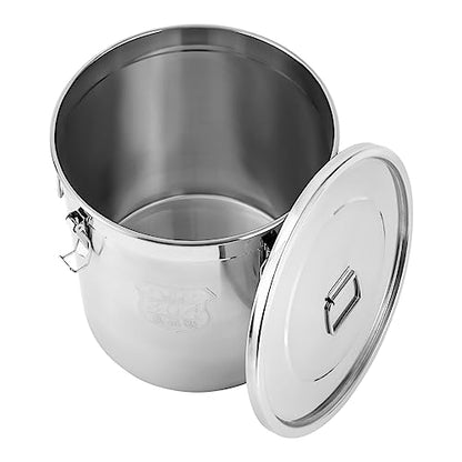 DYNAMI 12.7Gal 304 Stainless Steel Rice Storage Container,Extra Large Food Grade Canister,40-90Lbs Sealed Rice Bucket with Airtight Lid and Locking Buckle,for Rice, Flour, Grain (48L)