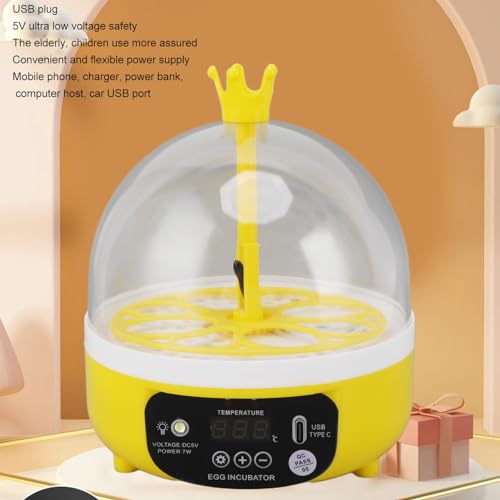 Mini Egg Incubator, 7W 4 Eggs Automatic Temperature Humidity Control Candler Poultry Hatching Machine Low Noise Tabletop Chicken Turner for Chickens Ducks Pigeons (Manual Turning) - size: Manual Turning