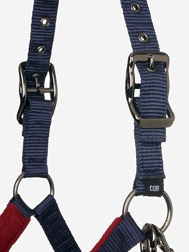 LeMieux Vogue Fleece Headcollar - Halter & Leadrope - Extra Padding, Adjustable at Curb and Poll Strap - color: Burgundy / Navy, size: x-full