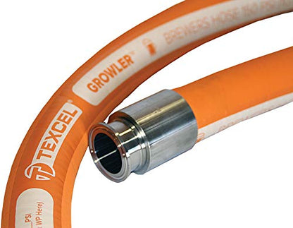 Food Grade Hose for Brewery Distillery Restaurant Beer Growler Bar Service 25 ft Drink Safe Beverage Line Hot Cold Transfer Hose, 1" Flex Rubber Sanitary Hose Assembly, Steel 316L Tri-Clamp Fitting
