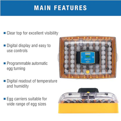 Brinsea Ovation 56 Advance Egg Incubator with Humidity Display, Automatic Egg Turning, Precision Controls, Temperature Alarms for Hatching 56 Chicken, Duck, and Other Bird Eggs - size: 56 Eggs