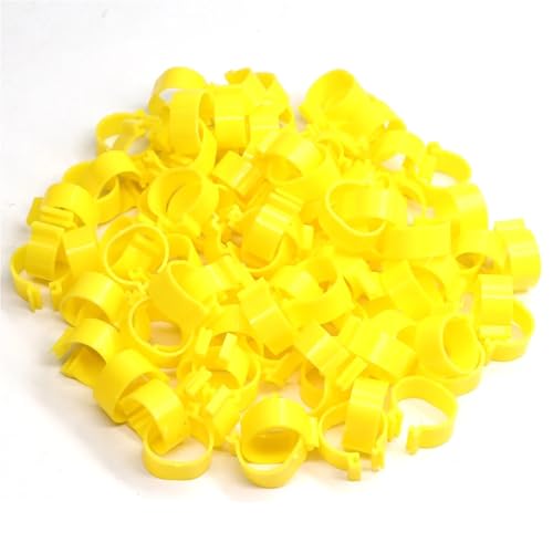 Chicken Inner Diameter 16/18/20/25mm Foot Ring Without Text Label Buckle Poultry Leg Chick Duck Goose Animal Identification Tool for Easy Flock Management(Yellow 100PCS,20mm) - color: Yellow 100pcs, size: 20mm