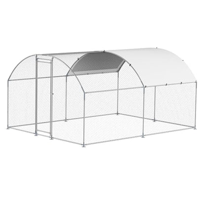 VEVOR Large Metal Chicken Coop with Run, 13.1 x 9.8 x 6.5 ft Walkin Chicken Coop for Yard with Waterproof Cover, Dome Roof Large Poultry Cage for Hen House, Duck Coop and Rabbit Run - size: 157.5"L x 118.1"W x 78.7"H