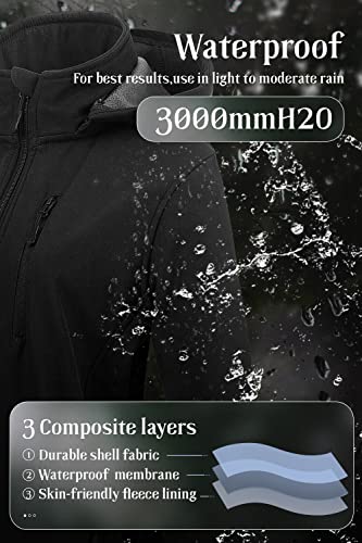 Chrisuno Women's Lightweight Long Softshell Fleece Lined Jacket Anorak Raincoat With Removable Hood - color: Grey, size: XX-Large