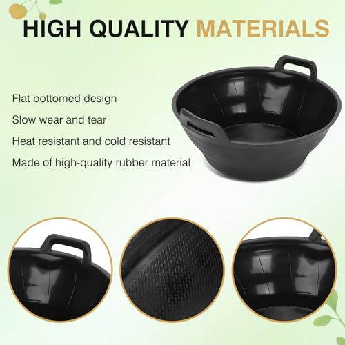 4Pcs Rubber Feed Pan, Horse Feed Bucket, Rubber Bowl Chicken Dust Bath Livestock Water Bowl for Pig Goat Chicken Dogs Farm Small Animal Garden DIY Building Farming