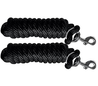 Majestic Ally Pack of 2 Solid Poly Lead Rope for Horses & Livestock – 10 Foot Long and 5/8 inch Thick - Replaceable Heavy-Duty Bolt Snap – Handmade – Soft, Broken in Feel (Black) - color: Black