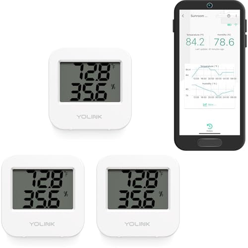 YoLink Smart Wireless Temperature & Humidity Sensor, 3-Pack, Wide Temp Range for Fridge, Green House, Pet Cage, App Alerts, Emails, Text/SMS alerts- Hub Required - style: 3-Pack without Hub