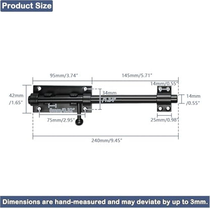 Alise Slide Lock SUS304 Stainless Steel Gate Latch, Slide Bolt Latch,Thickened Heavy Door Latch Lock,10 Inch Black Barrel Bolt Latch, Security Slide Latch Lock - color: Black, size: 10 Inch (Regular)