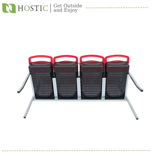 HOSTIC Red Nesting Boxes for 40 Coop with Lid with 4 Compartment Compartment Galvanized Stainless Steel and Plastic Nest Roll Out with Perch to 20 Hens