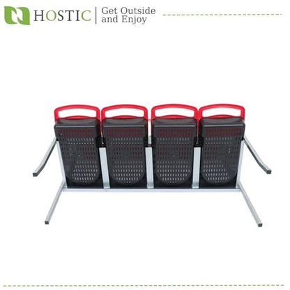 HOSTIC Red Nesting Boxes for 40 Coop with Lid with 4 Compartment Compartment Galvanized Stainless Steel and Plastic Nest Roll Out with Perch to 20 Hens