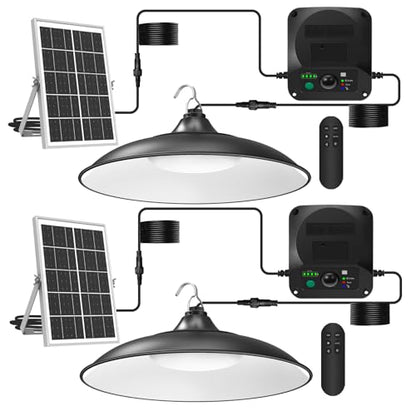 Solar Shed Lights Indoor Outdoor, 3200LM Motion Sensor Pendant Light Daytime Available with Remote & Button Control, IP65 Waterproof 4 Lighting Modes for Barn Garage Gazebo Chicken Coop Shop - 2 Pack - size: 2 Pack