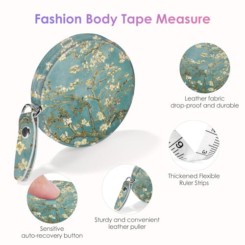 Sewing Tape Measure，Colour Printed Small Retractable Soft Measuring Tape for Tailor Cloth Fabric Body Measurements. - color: Green Tree