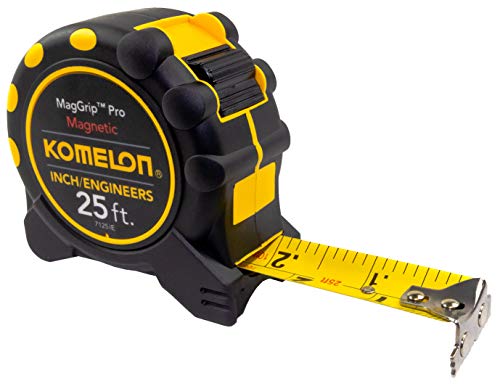 Komelon 7125IE; 25' x 1" Magnetic MagGrip Pro Tape Measure with Inch/Engineer Scale, Yellow/Black - style: Tape Measure