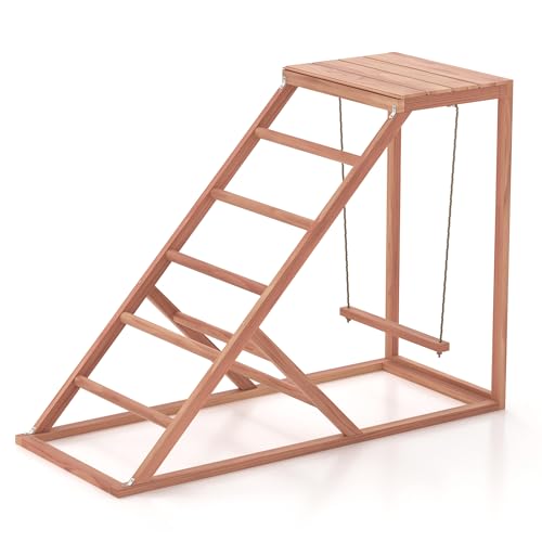 Chicken Roosting Bars with Bird Swing, Ramp, Bars Toys for Pet's Health & Happy, Chicken Perch Easy to Clean, Exercise The Bird's Claws Suitable for Backyard Farms 38.11 X 15.75 X 27.95 (A) - size: Small