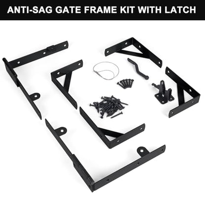 Gate Corner Brace Bracket Anti Sag Gate Frame Hardware Kit for Wooden Gate Fence with a Latch - style: 2 Set Black