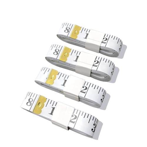 4 Pack 120-inch/300cm Soft Measuring Tape, Double Scale Fabric Craft Tape Measure for Sewing Flexible Vinyl Ruler & Body Measuring Tape for Weight Loss (White) - color: White