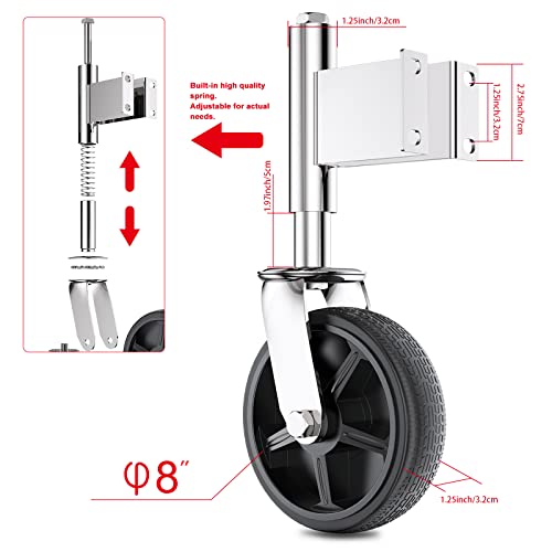 Spring Loaded Gate Casters 8” Heavy Duty Gate Caster Wheels with Hardware Load Capacity 800 Lbs - style: 8 Inch
