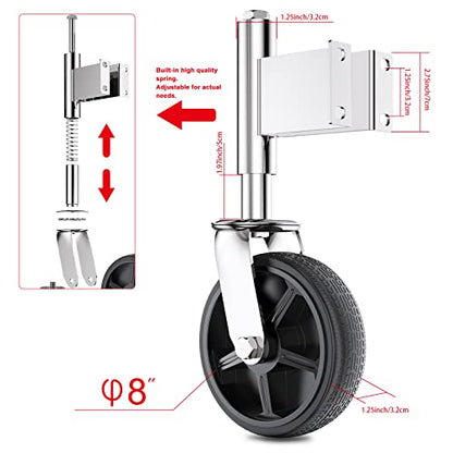 Spring Loaded Gate Casters 8” Heavy Duty Gate Caster Wheels with Hardware Load Capacity 800 Lbs - style: 8 Inch