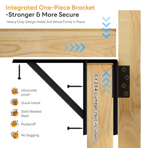 DIYHD Heavy Duty Anti-Sag Gate Kit with Right-Opening Latch, Adjustable Bracket Gate Frame Hardware for Wooden Fence or Patio, Fits 24"-60" Wide, Works with 2x4 Lumber (Wood Not Included) - size: Kit + Right Open Latch