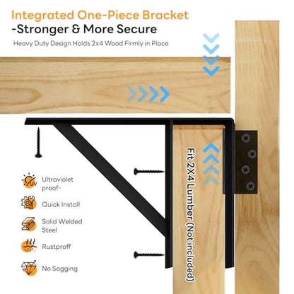 DIYHD Heavy Duty Anti-Sag Gate Kit with Right-Opening Latch, Adjustable Bracket Gate Frame Hardware for Wooden Fence or Patio, Fits 24"-60" Wide, Works with 2x4 Lumber (Wood Not Included) - size: Kit + Right Open Latch