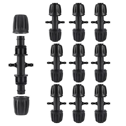 Barbed Tee 1/2 Inch to 1/4 Inch Irrigation Tube Fittings for (1/2'' ID x 0.60''-0.63'' OD) 16mm Drip Tubing Anti-Drop Barbed Connectors,4-Way-10 Pcs - size: 10 Pcs Barbed Tee Four-way