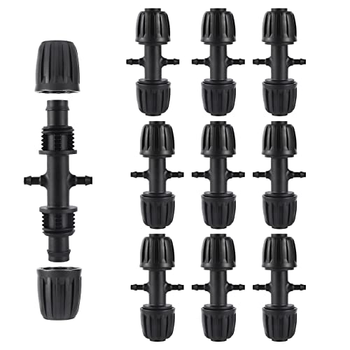 Barbed Tee 1/2 Inch to 1/4 Inch Irrigation Tube Fittings for (1/2'' ID x 0.60''-0.63'' OD) 16mm Drip Tubing Anti-Drop Barbed Connectors,4-Way-10 Pcs - size: 10 Pcs Barbed Tee Four-way