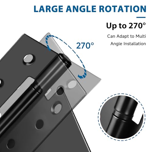 3.5 Inch Heavy Duty Gate Hinges, 4 Pack Black Iron Extra Thick T Door Hinges, Gate Hardware Kit for Indoor Outdoor, Shed, Wooden Fences, Vinyl Fence, Barn Door, Garage (Screws Included)