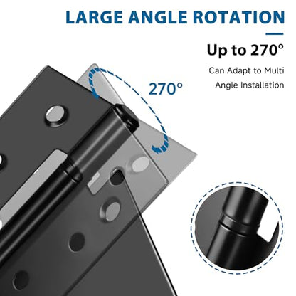 3.5 Inch Heavy Duty Gate Hinges, 4 Pack Black Iron Extra Thick T Door Hinges, Gate Hardware Kit for Indoor Outdoor, Shed, Wooden Fences, Vinyl Fence, Barn Door, Garage (Screws Included)