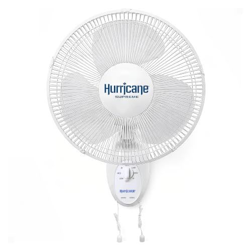 Hurricane Supreme 12” Portable Oscillating Wall Mount Fan, Space Saving, Powerful, and Quiet 3 Speed Airflow, Adjustable Tilt for Home and Workshop - style: 12" Supreme