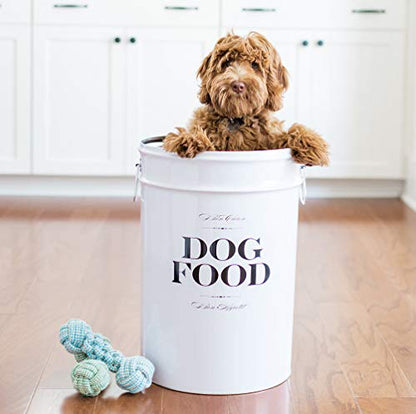 Harry Barker Bon Chien Dog Food Storage Canister – Medium 6.5 gallons, Airtight Stainless Steel Pet Food Container, Stylish Kitchen Counter Dog Kibble Storage with Easy-Open Lid - White - color: Black & White