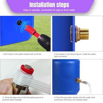 2PCS Pig Waterer Pig Water Nipple for Barrel Kit Automatic Pig Drinker Drinking System Stainless Steel Hog Water Feeder with Brass Water Tank Connectors Kit for Pig (Copper, 2 BS Pig Waterer) - size: 2 BS Pig Waterer