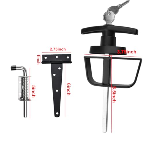 Shed Door Hardware Kit- Includes Hinges, Latches, and T-Handle Lock, Door and Window Hinge Set for Shed, Gate, Barn, Playhouse, Chicken Coop and More
