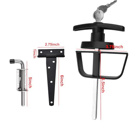 Shed Door Hardware Kit- Includes Hinges, Latches, and T-Handle Lock, Door and Window Hinge Set for Shed, Gate, Barn, Playhouse, Chicken Coop and More
