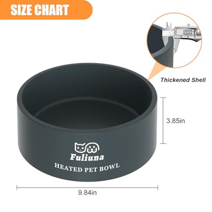 Large Heated Water Bowl, Outdoor Heated Dog Bowl with Chew Resistant Power Cord, Thermal Bowl Provide Drinkable Water in Winter, Heated Pet Bowl for Cat Rabbit Chicken Duck Squirrel 0.85 Gal