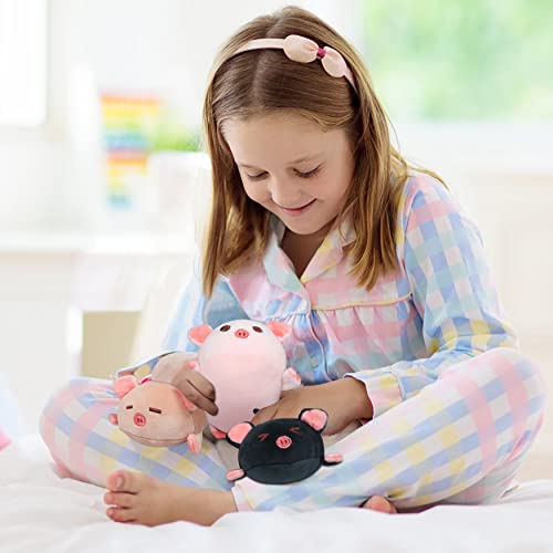 Achwishap Pig Stuffed Animal Mommy 19.6” with 3 Pig Babies Plush,4 PCS Cute Pig Plushie Pillow,Kawaii Plush Toys Soft Hugging Pillow for Kids Girls Boys Birthday Gifts Plushies(Pink Pig Family) - color: Pink Pig-mother and Kids