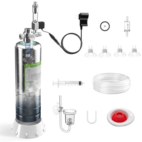FZONE 2.5L Upgraded Aquarium CO₂ System with Complete Accessories, CO₂ Generator kit with Integrated Solenoid & Bubble Counter, Safety Valve, Main Switch for Planted Tanks - size: 2.5L