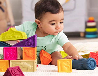 B. toys – Elemenosqueeze – 26 Soft Sort & Stack Baby Blocks with Alphabet – Architectural Building Blocks – Shapes, Letters & Animals – 6+ Months - style: Baby Blocks Set 2