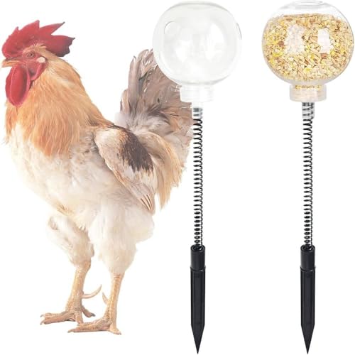 2 Pack Chicken Peck Toy Slow Feed Release Toy Chicken Feeder Ball Swing Feeder Pecking Toy for Hens Chicken Birds Parrots