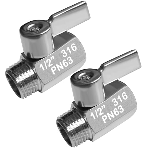Beduan Mini Ball Valve Stainless Steel(316) 1/2" NPT Male x NPT Female Mini Ball Shutoff Valve (Pack of 2) - size: 1/2 Inch, style: 2 PACK
