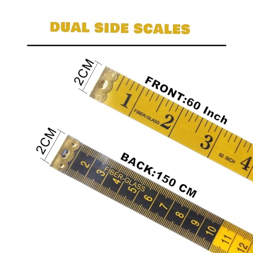 3 Pack Tape Measure Body Measuring Tape, Soft Measuring Tape for Body Weight Loss Sewing Cloth Measurement, 60 Inch Double Scale Tailor Ruler for Medical Measurement Nursing Craft (Yellow) - color: Yellow